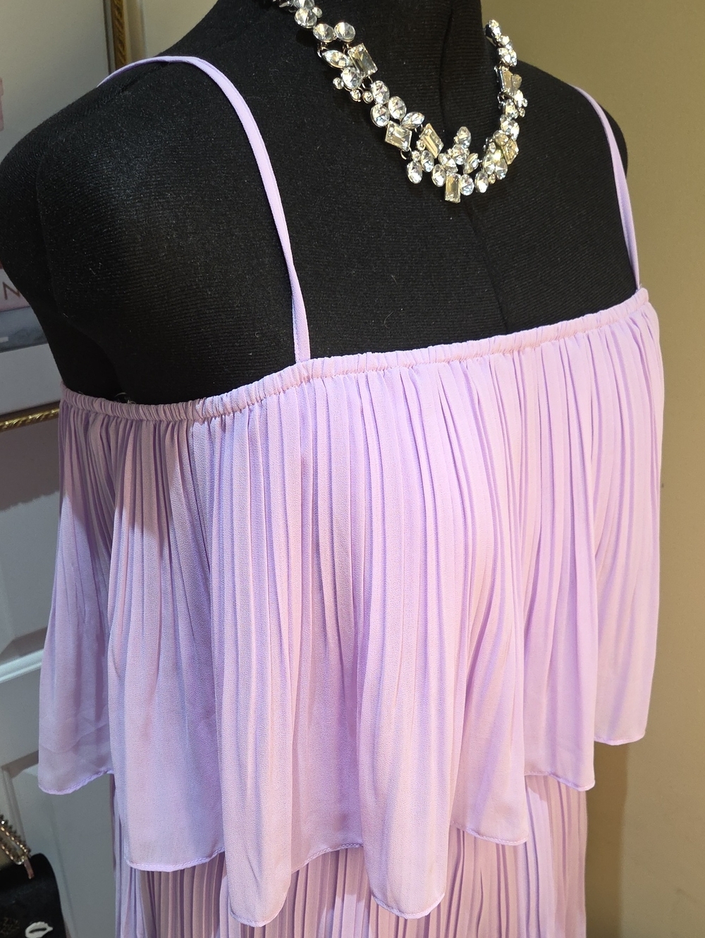 Nwot XL Exlura  Lavender Pleated Romper - Lightweight Spaghetti-Strap Jumpsuit - Picture 14 of 15